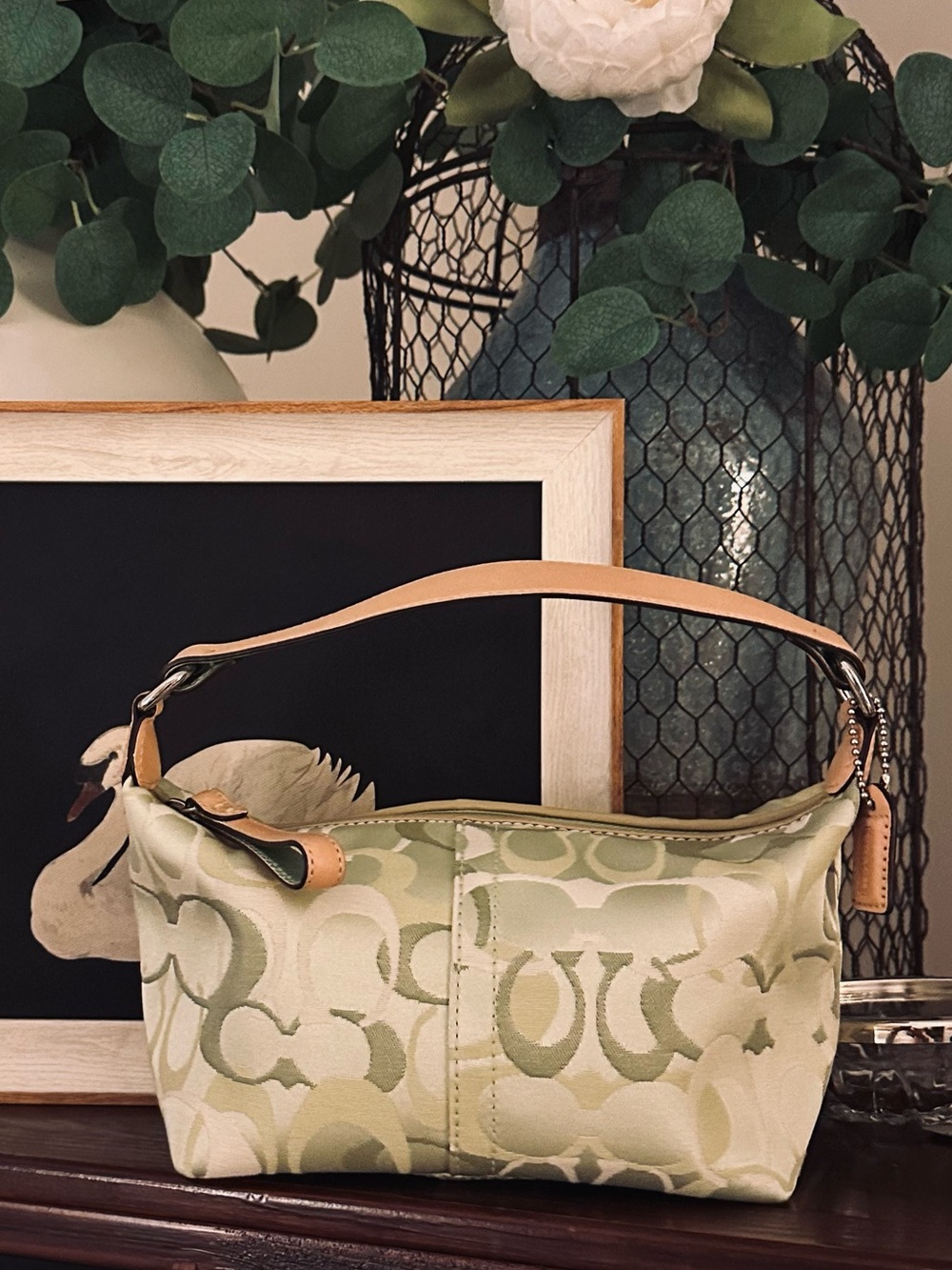 Rare Y2K Coach Optic Signature C Mini Bag / Pouch (6561) | Pistachio - Picture 8 of 16